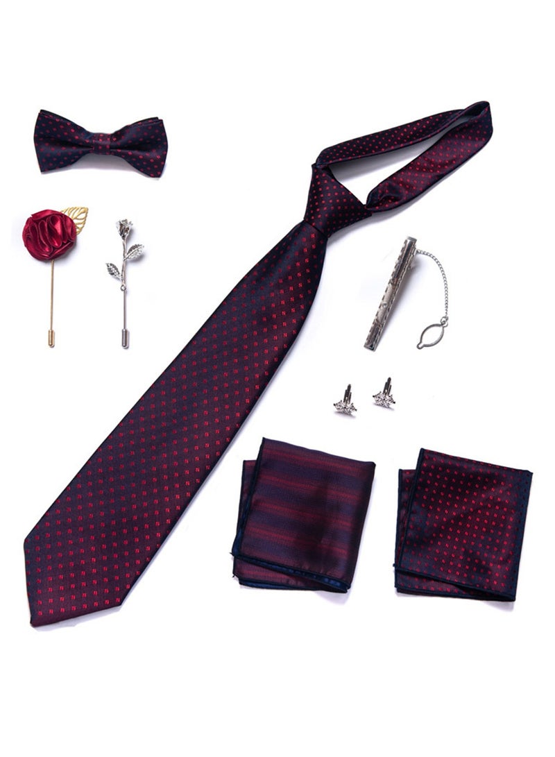 8pcs tie set bow tie men's accessories brooch brooch cufflinks formal suit accessories set  - Image 2