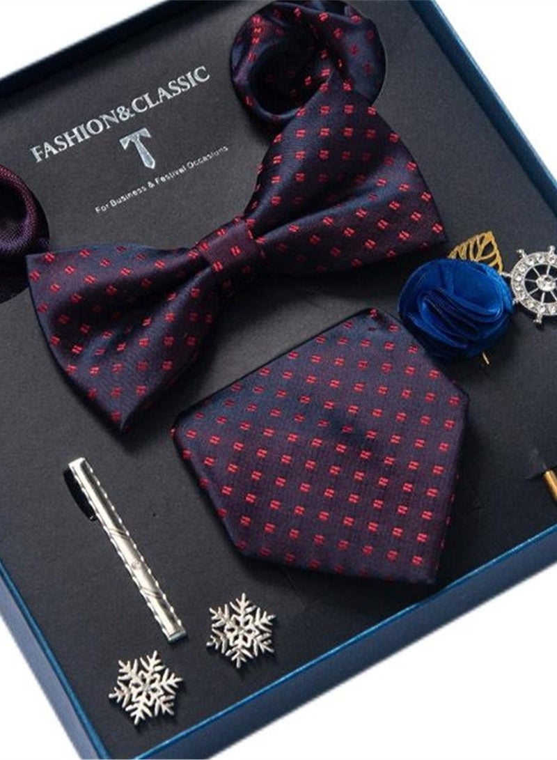 8pcs tie set bow tie men's accessories brooch brooch cufflinks formal suit accessories set  - Image 3