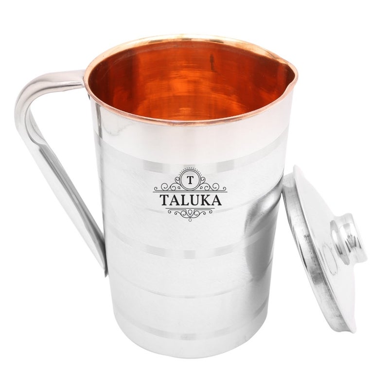 Taluka Stainless Steel Copper Jug 2000 ML for Drinking Water with 1 Steel Bottle and 1 Steel Copper Glass 350 ML Water Storage - Image 3