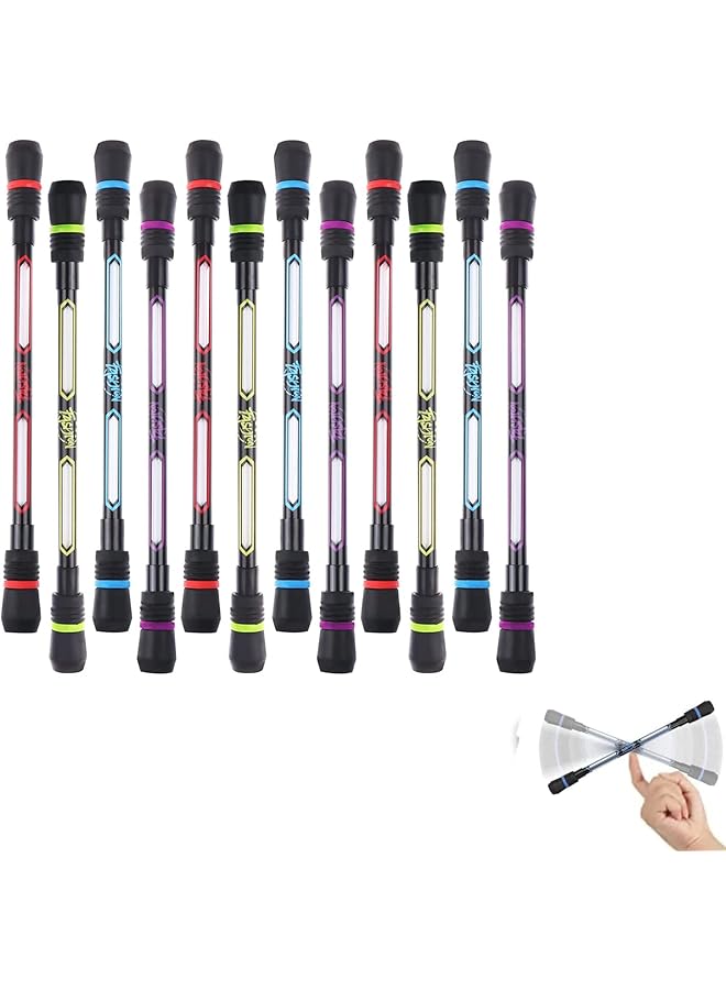 erorex Spinning Pens 12 Pcs Writable Rolling Finger Pen Printing Spinning Rotating Pen Non Slip Coated Mod With Weighted For Gaming Student Office Supplies Black Ink Student Relieve Stress 0.5 Mm）  - Image 1