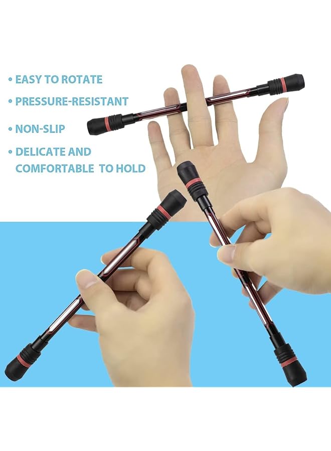 erorex Spinning Pens 12 Pcs Writable Rolling Finger Pen Printing Spinning Rotating Pen Non Slip Coated Mod With Weighted For Gaming Student Office Supplies Black Ink Student Relieve Stress 0.5 Mm）  - Image 2