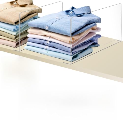 Uzpomel Acrylic Shelf Dividers for Closet Organization，Sweater Organizer for Closet -8pack 8” Tall Clear Plastic Shelf Dividers for Closets Shelves Cabinets - Image 1