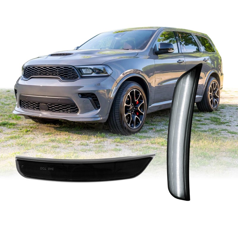 USR 2125 D6U SUV Side Marker Light Front Smoked Parking Lamps Left Right Pair Compatible with 20212025 Dodge Durango All Models such as SXT GT RT SRT 392 SMOKE LENS wWHITE LED