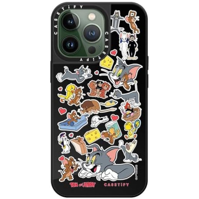 Casetify Mirror Case for iPhone 13 Pro 【Tom and Jerry Colab/Reflective / 4.9ft Drop Protection/Compatible with Magsafe】 - Family Sticker - Black on Black - Image 2