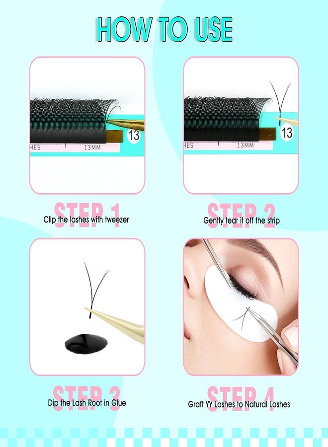 VAVALASH Y Lash Extensions C Curl 0.07mm 10mm Tray Easy Premade Volume 2D Fans Eyelash Extension YY Type Natural Volume Lashes Extension Soft Matte Black Lashes (YY-0.07-C-10mm) - Image 4