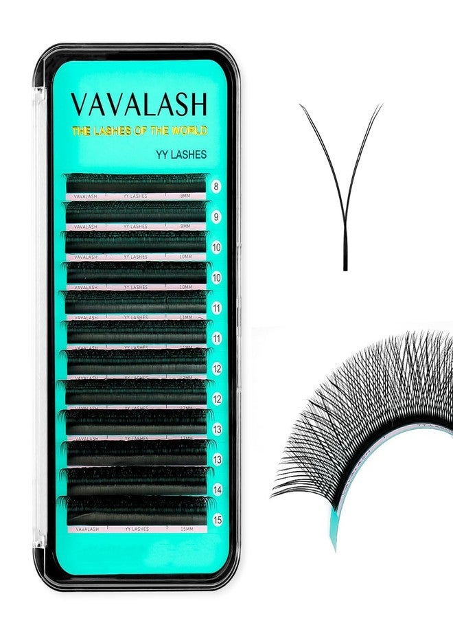 VAVALASH Y Lash Extensions C Curl 0.07mm 10mm Tray Easy Premade Volume 2D Fans Eyelash Extension YY Type Natural Volume Lashes Extension Soft Matte Black Lashes (YY-0.07-C-10mm) - Image 1