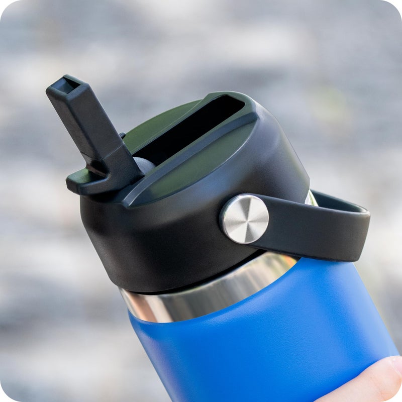 Bluwing Straw Lid for Hydroflask, Lids with Straw for Hydroflask 12 16 18 20 32 40 64oz Wide Mouth Water Bottles, Replacement Cap for Hydro Flask (Black) - Image 2