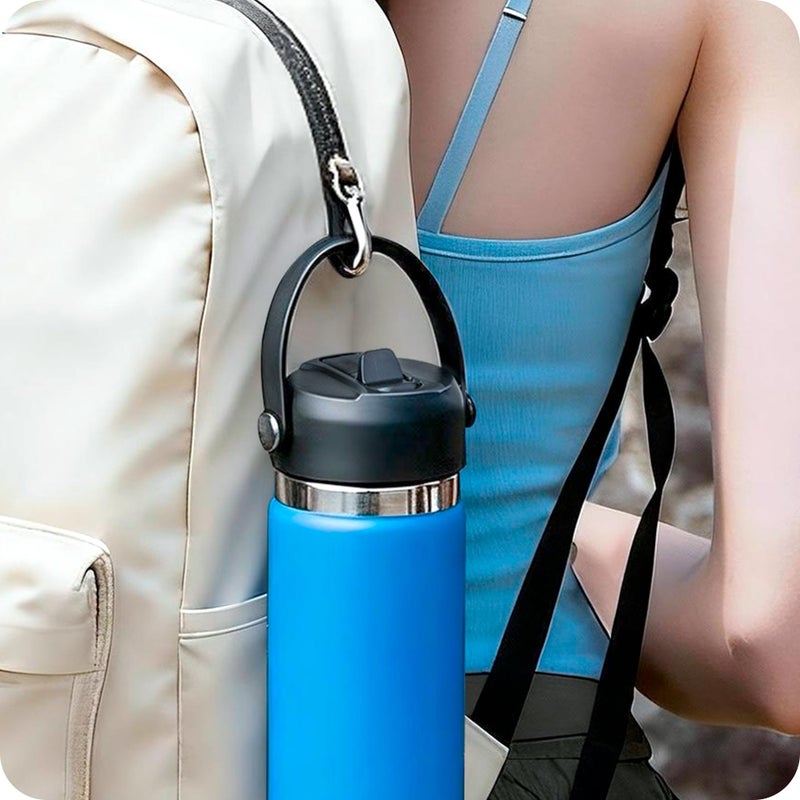 Bluwing Straw Lid for Hydroflask, Lids with Straw for Hydroflask 12 16 18 20 32 40 64oz Wide Mouth Water Bottles, Replacement Cap for Hydro Flask (Black) - Image 3