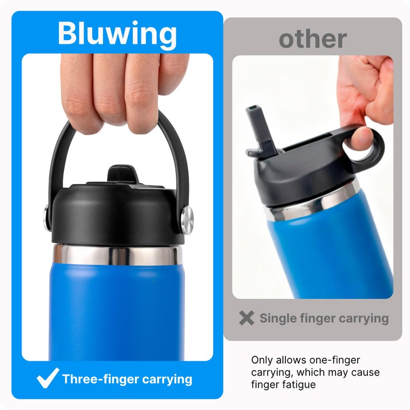Bluwing Straw Lid for Hydroflask, Lids with Straw for Hydroflask 12 16 18 20 32 40 64oz Wide Mouth Water Bottles, Replacement Cap for Hydro Flask (Black) - Image 4