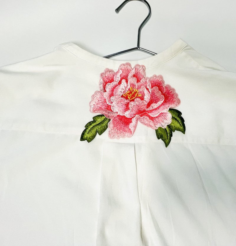 Sourcemall Sew on Peony Patches, Embroidered Flower Appliques for DIY Clothing, Jackets, Jeans, Backpacks, Hats, Arts Craft Sew Making (Pink Peony with Leaf S) - Image 4