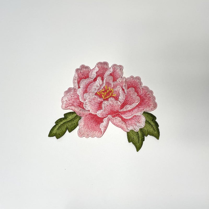 Sourcemall Sew on Peony Patches, Embroidered Flower Appliques for DIY Clothing, Jackets, Jeans, Backpacks, Hats, Arts Craft Sew Making (Pink Peony with Leaf S) - Image 5