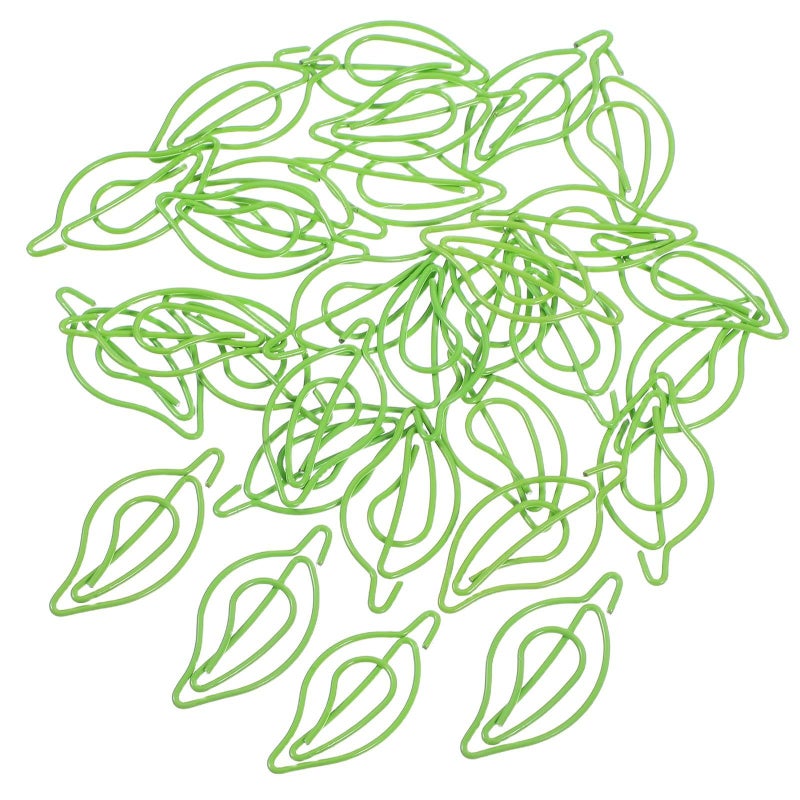 Leaf Shaped Paper Clips Grass Green 30 Pcs Creative Office School Document Organization - Image 2