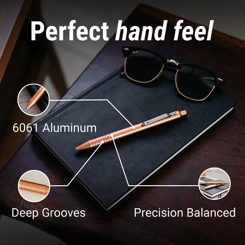Everyman Grafton Full Click Refillable 0.7mm Gel Ink Pen, Rose gold | Sleek Anodized Aluminum EDC Pen with Deep Grooved Grip | Smooth Writing Pocket Pen for Office, Travel, Gifting & Daily Use - Image 2