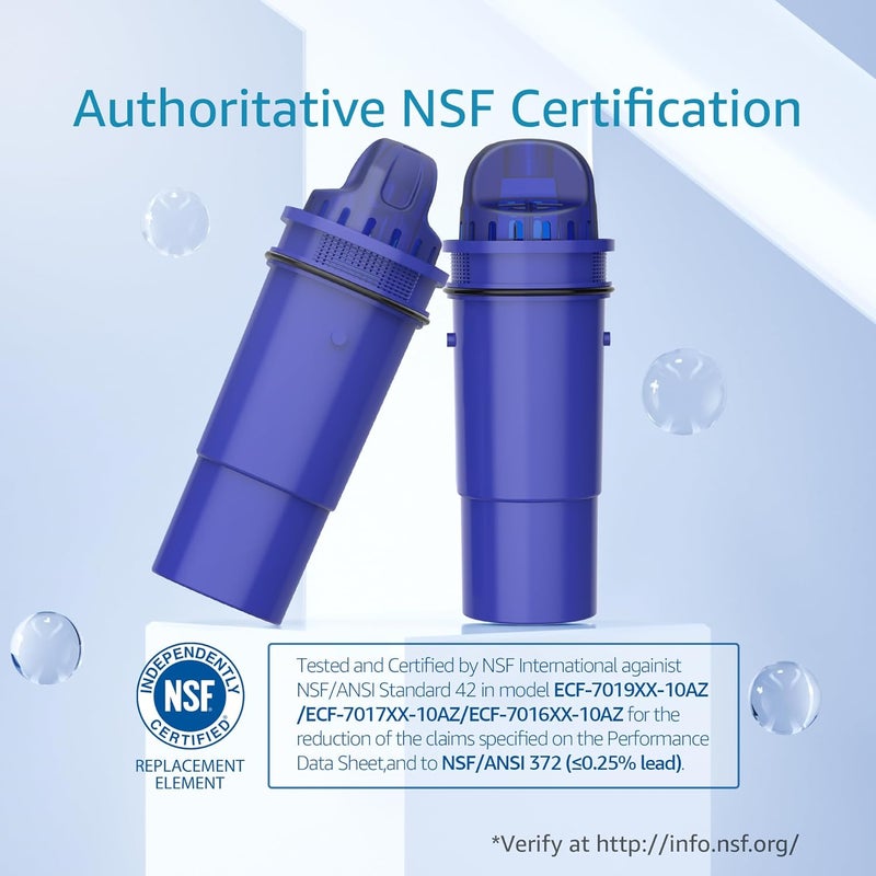AquaCrest NSF Certified Pitcher Water Filter, Replacement for Pur® Pitchers and Dispensers PPT700W, CR-1100C and PPF951K Water Filter (Pack of 3) - Image 2