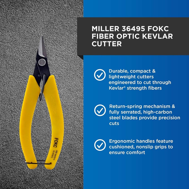 MILLER FOKC Fiber Optic Kevlar Cutter, Easily Portable Utility Tool for Working Technicians, Cable Cutters for Right- and Left-Handed Electricians, 5.75 Inches, 2.5 Ounces - Image 2