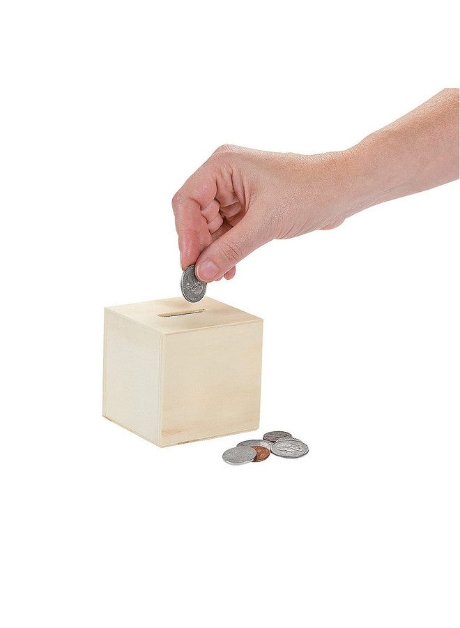 Fun Express DIY Unfinished Wood Block Bank - Makes 12 - Crafts for Kids and Fun Home Activities - Image 4