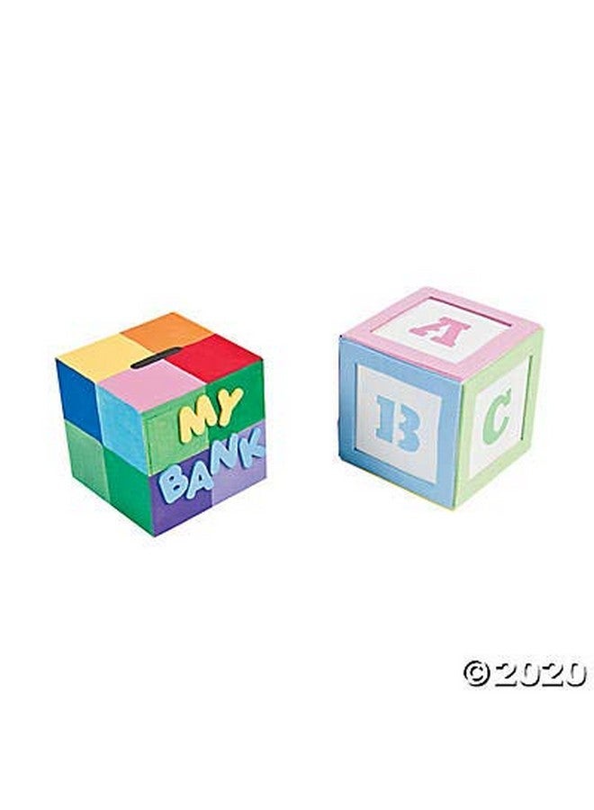 Fun Express DIY Unfinished Wood Block Bank - Makes 12 - Crafts for Kids and Fun Home Activities - Image 2