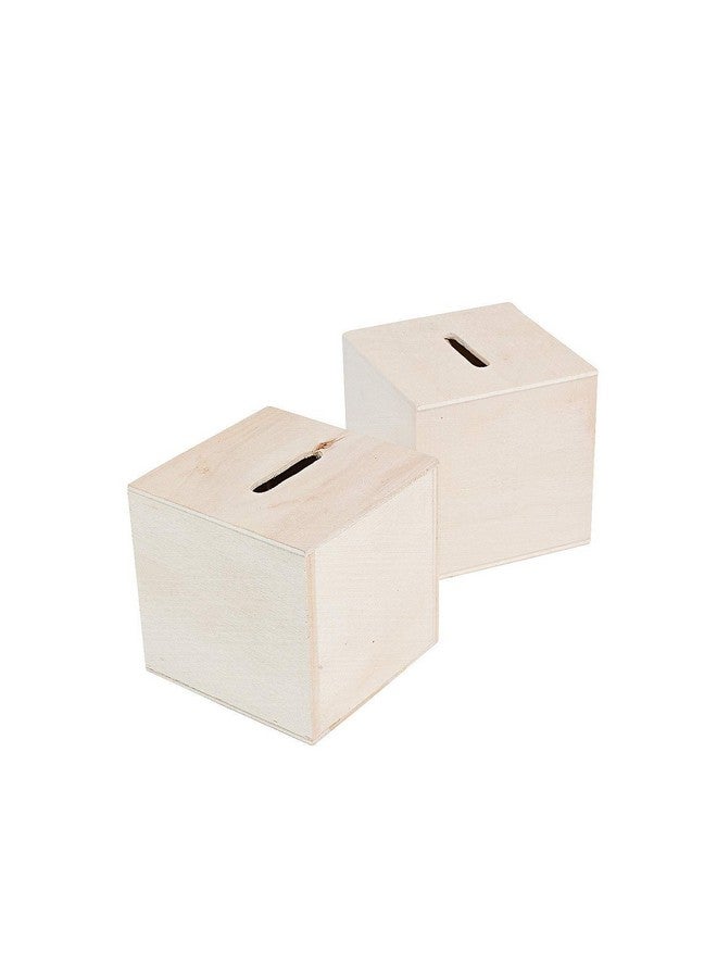 Fun Express DIY Unfinished Wood Block Bank - Makes 12 - Crafts for Kids and Fun Home Activities - Image 1