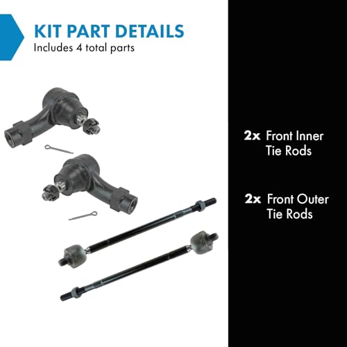 TRQ Front Tie Rod Set Compatible with 2009-2011 Ford Focus - Image 2