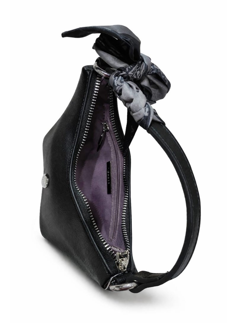 BAGCO Stylish Women’s Shoulder Bag with Scarf Accent and Removable Long Strap – Black - Image 5