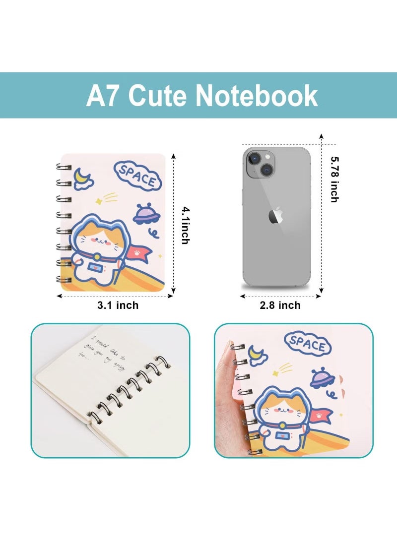 Mini Cute Animal Cartoon Pocket Notebook Set - Pack of 4, 3x4 Spiral Portable Notepads with Blank and Lined Paper, Including Inner Mini Journal Notepad A7 - Image 5