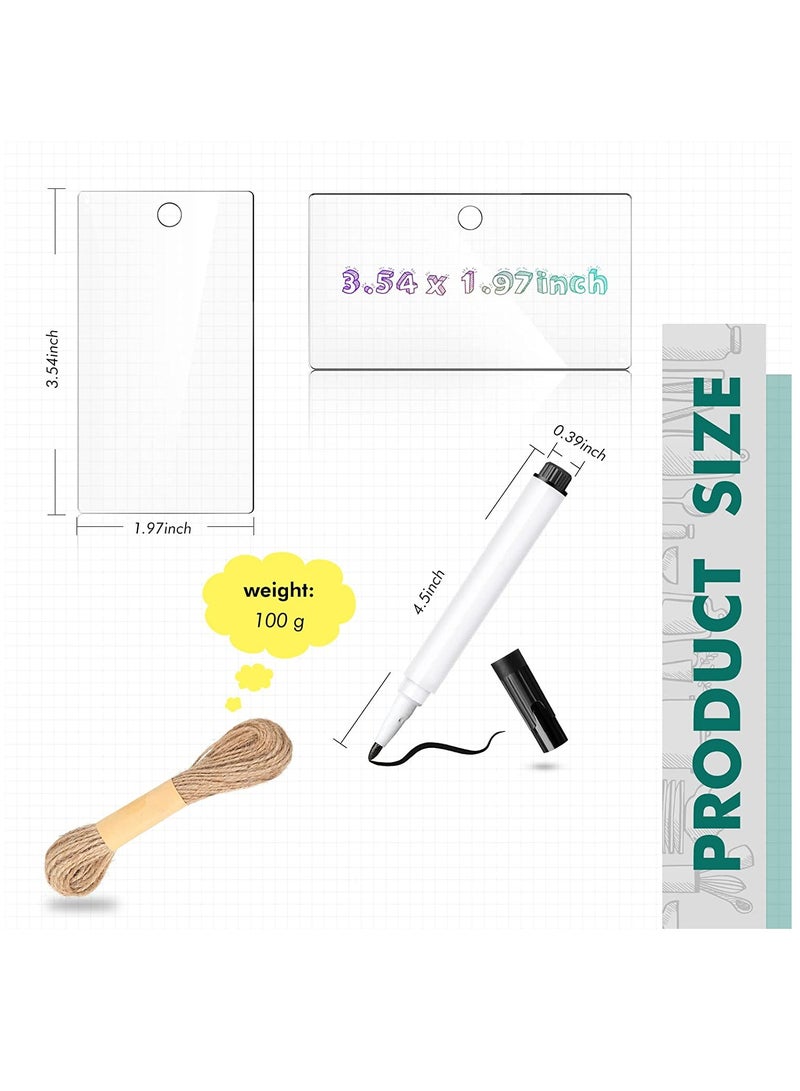 SYOSI Acrylic Basket Labels Blank Acrylic Organizer Hanging Labels Kitchen Pantry Labels Sign, Basket Labels Clip On with Natural Twine and Chalk Marker for Storage Bins, Wedding Supplies (Clear)20 Pieces - Image 5