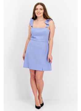 French Connection Women Plain Casual Mini Dress, Dusty Blue  - Image 2