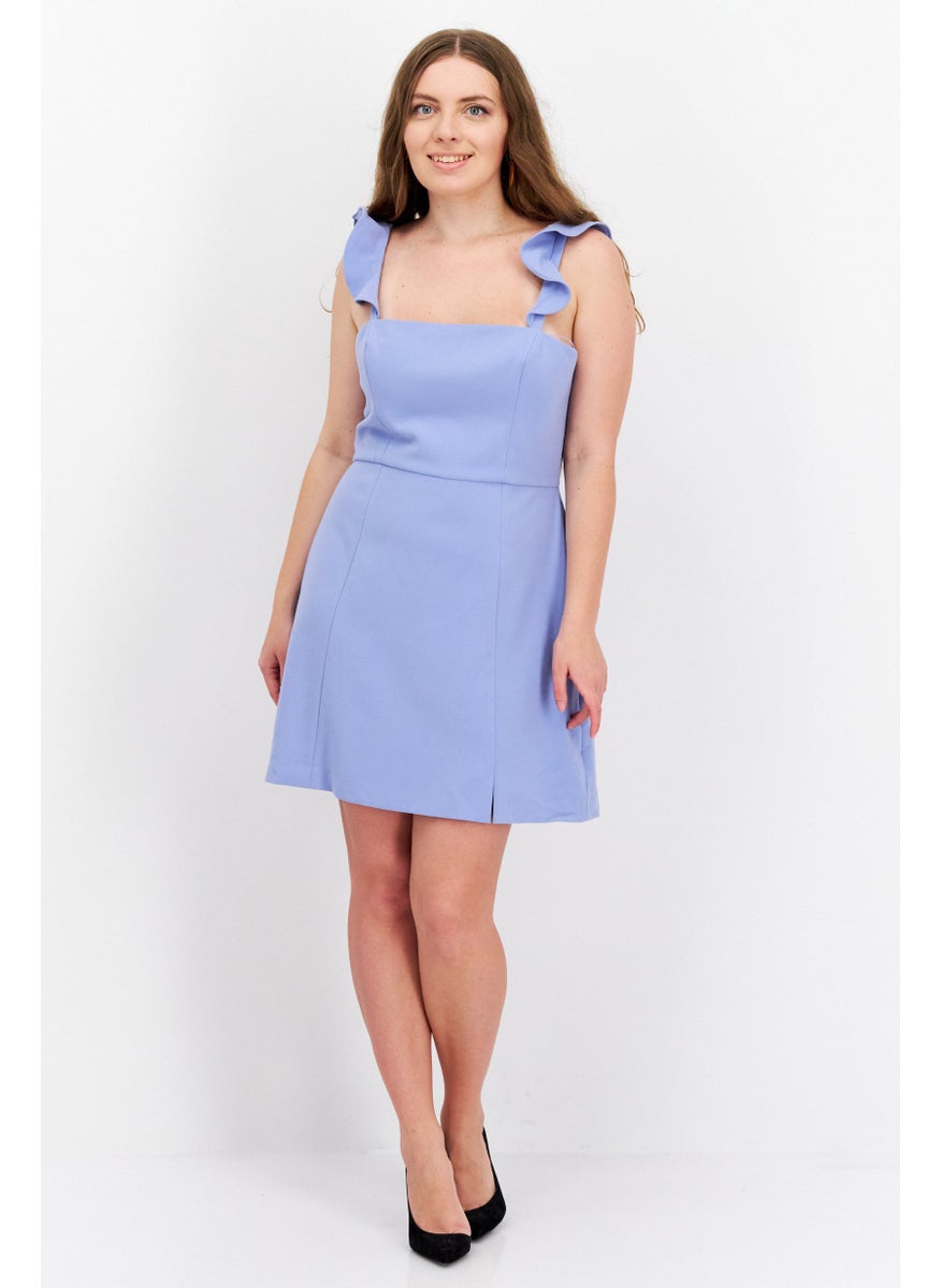 French Connection Women Plain Casual Mini Dress, Dusty Blue  - Image 2