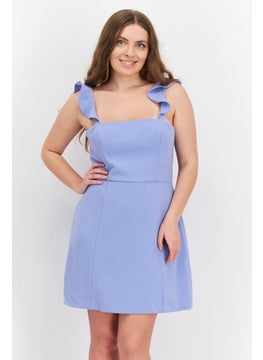 French Connection Women Plain Casual Mini Dress, Dusty Blue  - Image 1