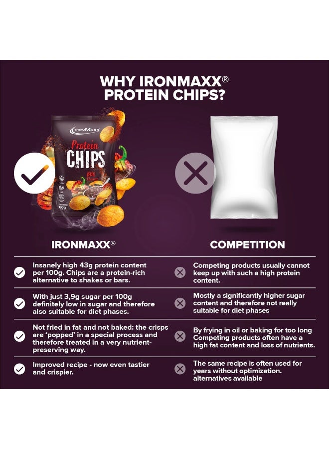 IronMaxx Protein Chips 3.0 | 12 x 60g  | BBQ flavour - Image 3