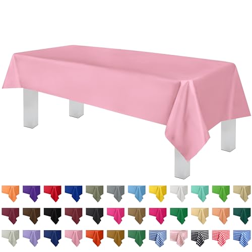 Grandipity Pink Plastic Table Cloth Disposable 6 Pk 54in x 108in Plastic Tablecloths for Rectangle Tables  Premium Party Table Cloths Disposable for 6ft to 8ft Rectangle Tables