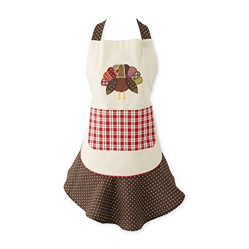 DII Womens Fall Thanksgiving Kitchen Apron Adjustable Long Waist Ties Turkey - Image 1