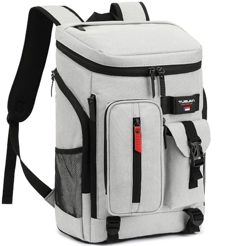 TUGUAN Cooler Backpack 36 Cans Insulated Leak Proof Lightweight Lunch Backpack for Men Work Portable Travel Thermal Bag Compartment Camping Hiking Beach Pincnic Cooler for Women Grey - Image 1
