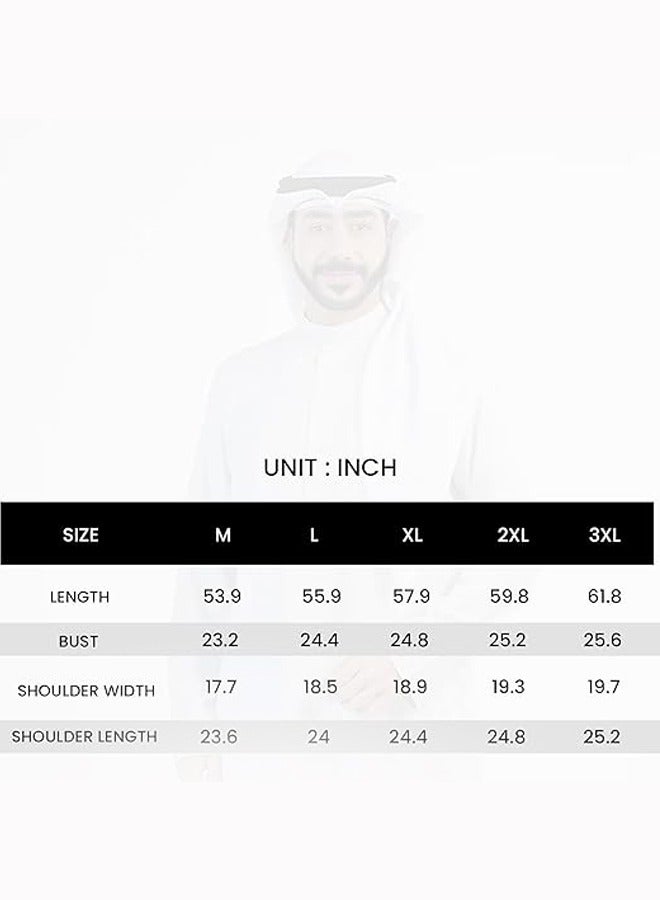 متجر اختياري ثوب سعودي رجالي – قندورة سعودية مخيطة يدويًا، كندورة كاملة الطول قابلة للتنفس ومريحة للأولاد، بياقة ماندارين، أكمام طويلة، جيب أمامي على الصدر وجيوب جانبية  - Image 5