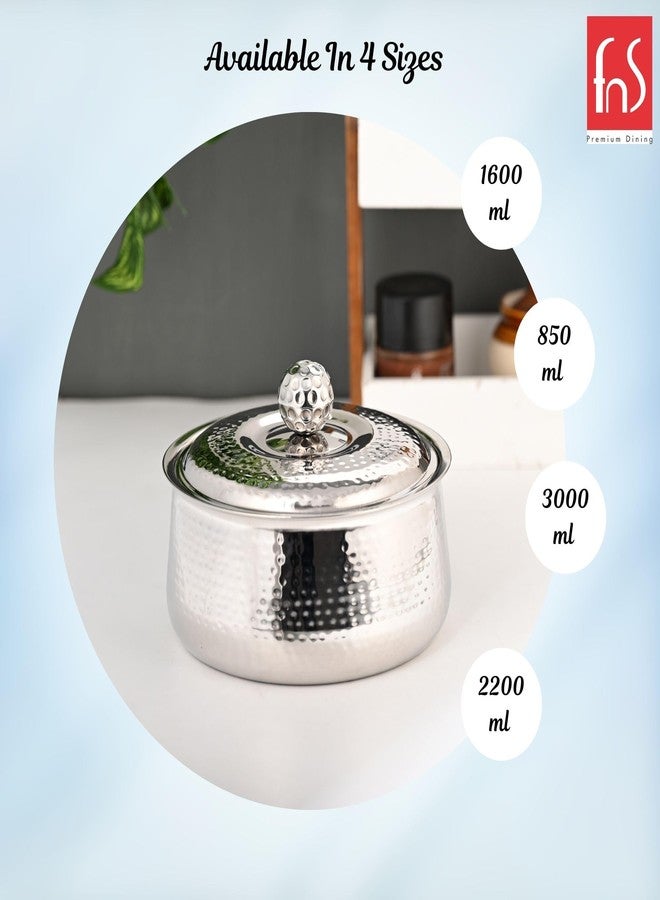 FNS Genoa Stainless Steel Double Wall Insulated Designer Casserole with Lid Elegant Hot Pot Food Warmer, Self Locking Press Lid, Hot Food Upto 8 Hours (850 ml) - Image 4