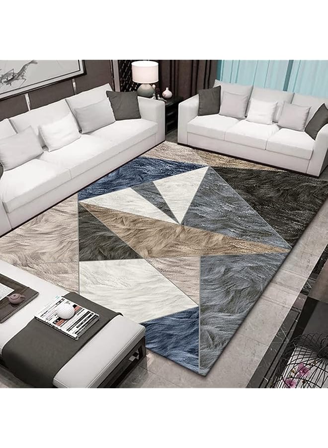 The Bros سجادة أرضية كبيرة غير قابلة للانزلاق مصنوعة من مخمل الكريستال مع مواد فاخرة خفيفة لغرفة المعيشة الداخلية وغرفة الطعام وغرفة النوم مع طباعة جميلة وملمس ناعم (الحجم 140×200 سم) - Image 1