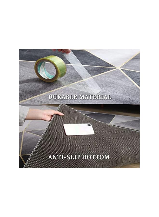 The Bros سجادة أرضية كبيرة غير قابلة للانزلاق مصنوعة من مخمل الكريستال مع مواد فاخرة خفيفة لغرفة المعيشة الداخلية وغرفة الطعام وغرفة النوم مع طباعة جميلة وملمس ناعم (الحجم 140×200 سم) - Image 3