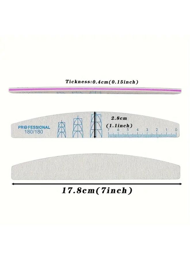 5 PCs Washable Gray Sandspaper Nail File Set with Acrylic Ruler Mix Grit - Image 4