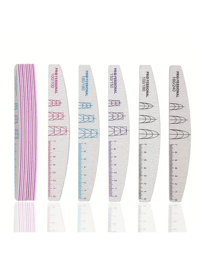 5 PCs Washable Gray Sandspaper Nail File Set with Acrylic Ruler Mix Grit - Image 1