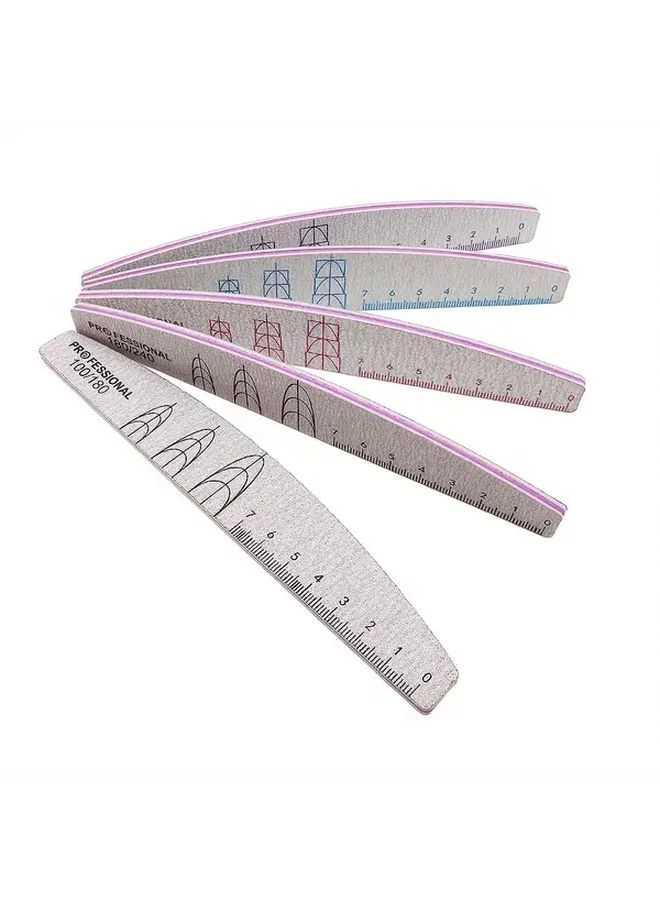 5 PCs Washable Gray Sandspaper Nail File Set with Acrylic Ruler Mix Grit - Image 5
