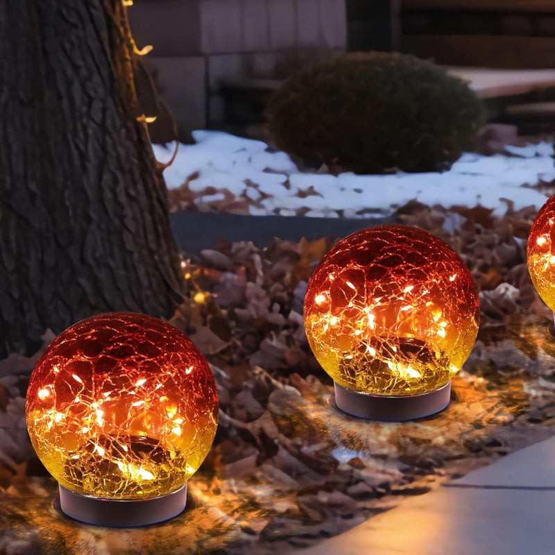 MLKNK Solar Globe Lights Outdoor WaterproofSolar BallsSolar Garden LightsOrbs for Outside 2 Pack Cracked Glass Ball for Lawn Patio Yard Backyard Decorations