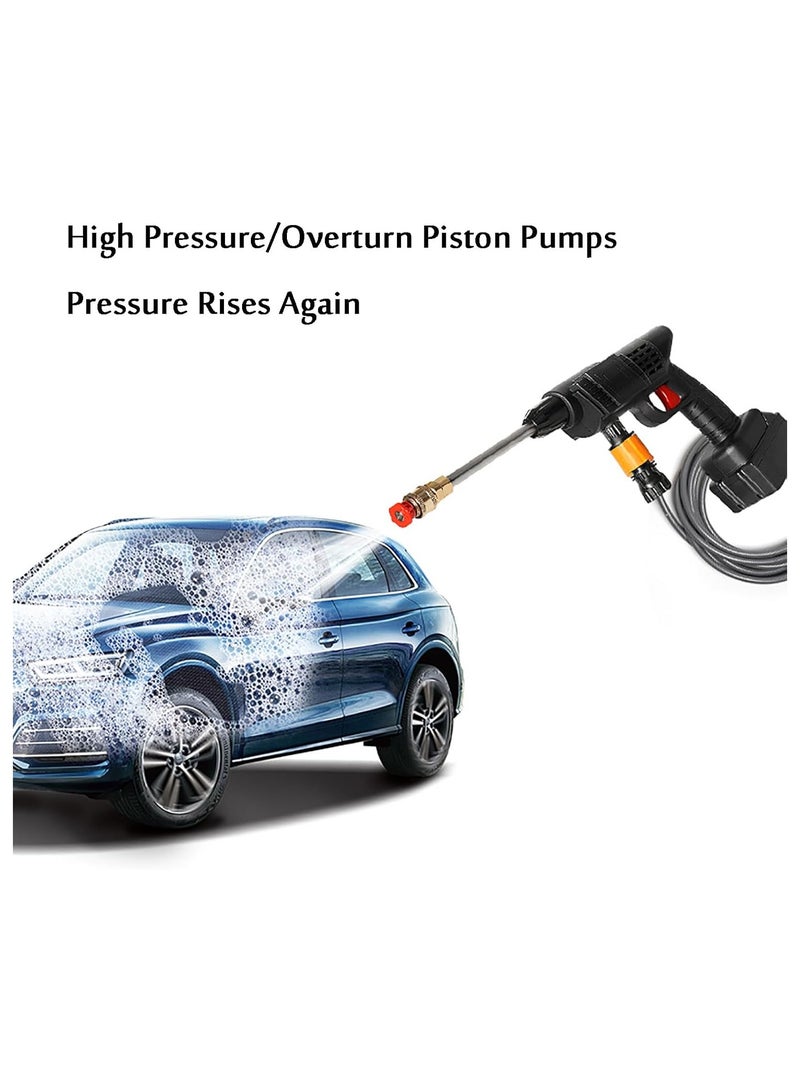 بلو فاير مسدس غسيل بالضغط العالي لاسلكي 48 فولت – ماكينة تنظيف محمولة متعددة الاستخدام بضغط ماء 22 بار، مع بطارية قابلة للشحن، خرطوم 5 متر، فلتر داخلي وفوهات قابلة للتبديل لغسيل السيارات والأسطح الخارجية والنوافذ والأسوار والفناء - Image 3