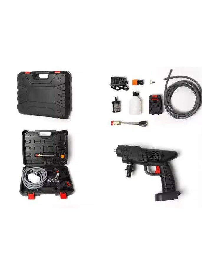 بلو فاير مسدس غسيل بالضغط العالي لاسلكي 48 فولت – ماكينة تنظيف محمولة متعددة الاستخدام بضغط ماء 22 بار، مع بطارية قابلة للشحن، خرطوم 5 متر، فلتر داخلي وفوهات قابلة للتبديل لغسيل السيارات والأسطح الخارجية والنوافذ والأسوار والفناء - Image 1