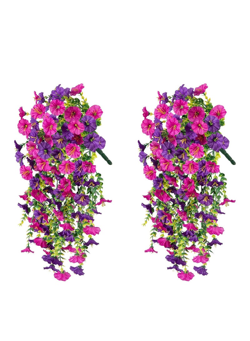 MUMO Two Artificial Flowers Morning Glory , Spring Outdoor Decoration , Wall Hanging Historical Plant Basket , In Wedding Alley , Courtyard Garden , Balcony , Patio Decoration , Colorful - Image 1