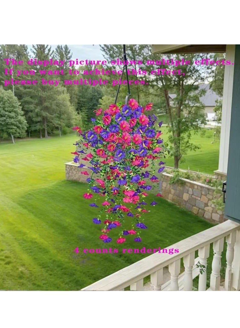 MUMO Two Artificial Flowers Morning Glory , Spring Outdoor Decoration , Wall Hanging Historical Plant Basket , In Wedding Alley , Courtyard Garden , Balcony , Patio Decoration , Colorful - Image 2