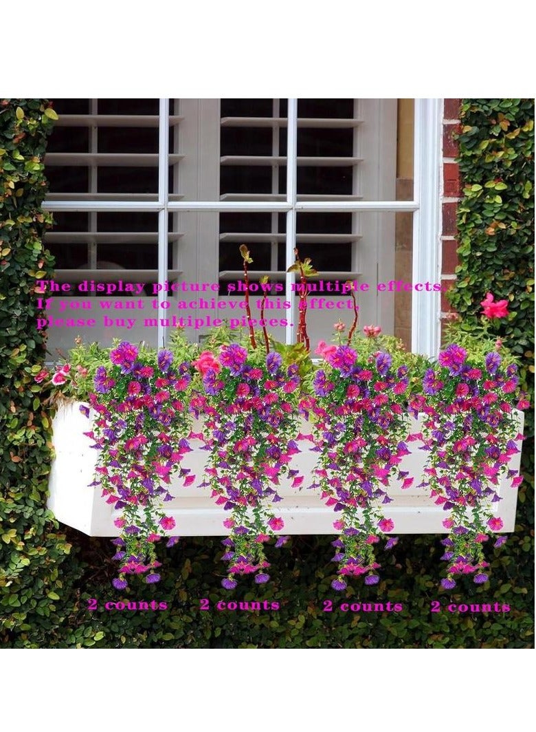 MUMO Two Artificial Flowers Morning Glory , Spring Outdoor Decoration , Wall Hanging Historical Plant Basket , In Wedding Alley , Courtyard Garden , Balcony , Patio Decoration , Colorful - Image 3