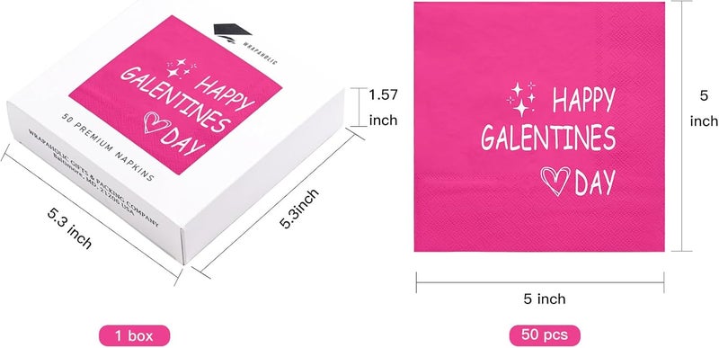 WRAPAHOLIC 50Pcs Valentines Day Paper Napkins  3Ply Happy Galentines Day Cocktail Paper Napkin for Wedding Anniversary Girls Party Tableware Party Supplies  5 x 5 In - Image 3