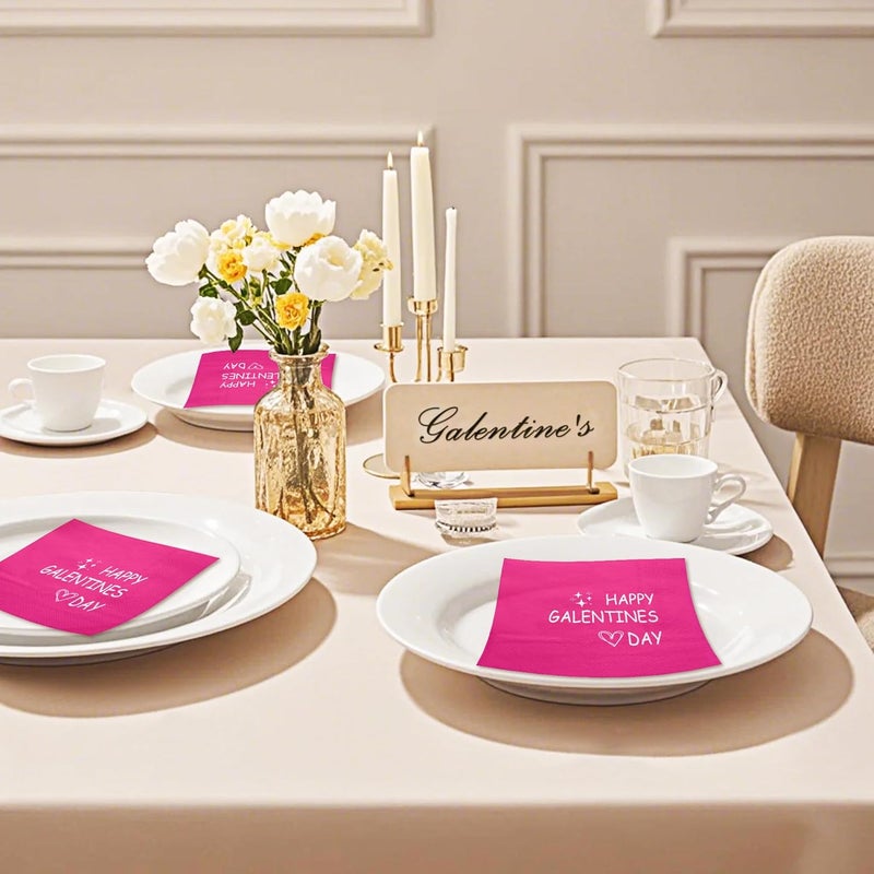 WRAPAHOLIC 50Pcs Valentines Day Paper Napkins  3Ply Happy Galentines Day Cocktail Paper Napkin for Wedding Anniversary Girls Party Tableware Party Supplies  5 x 5 In - Image 5