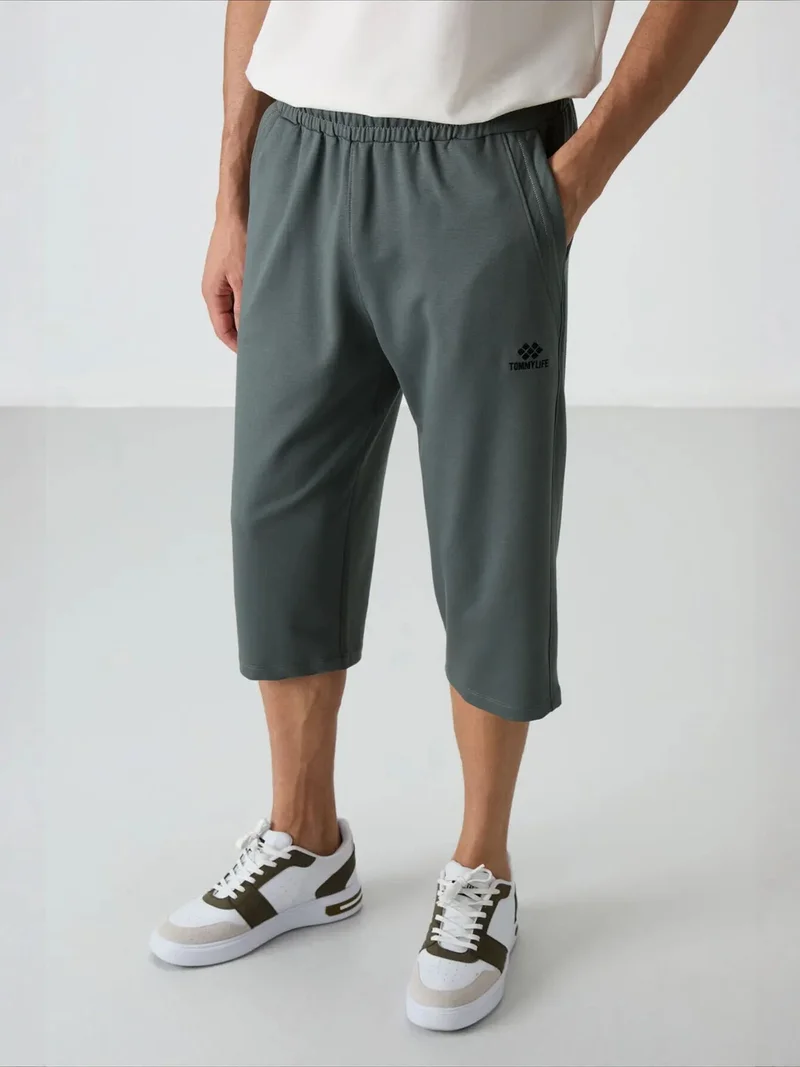 Tommylife Black TOMMY Men's Jersey Capri Shorts for Men | Best Price UAE