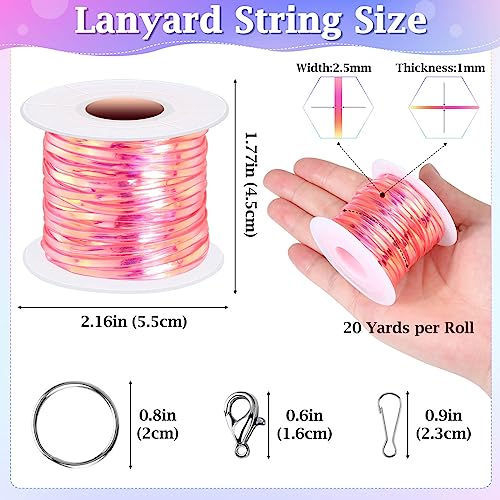 Cridoz Lanyard Kit, Boondoggle & Gimp String Weaving Kit with 25 Rolls Plastic Lacing Cord, 50 Pcs Keychain Lanyard Accessories - Image 3